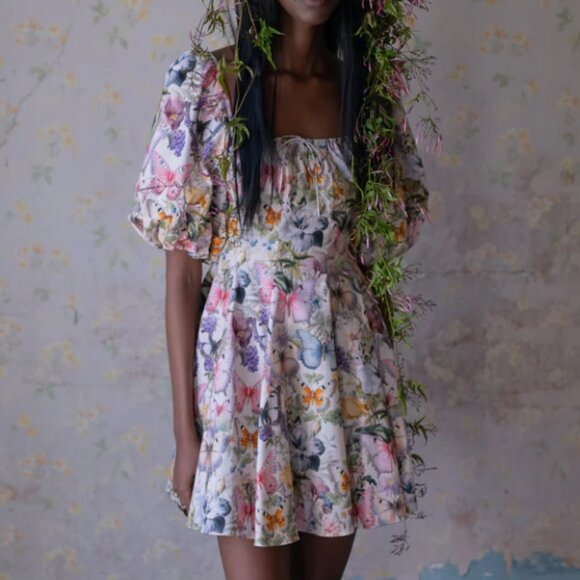 NEW Selkie The Mini Day Dress Small Butterfly Botanics Print - Picture 4 of 9